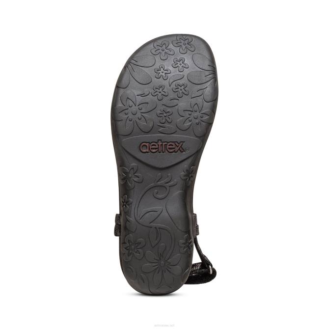 نحيف أسود Aetrex صندل جين ثونغ NJ62220