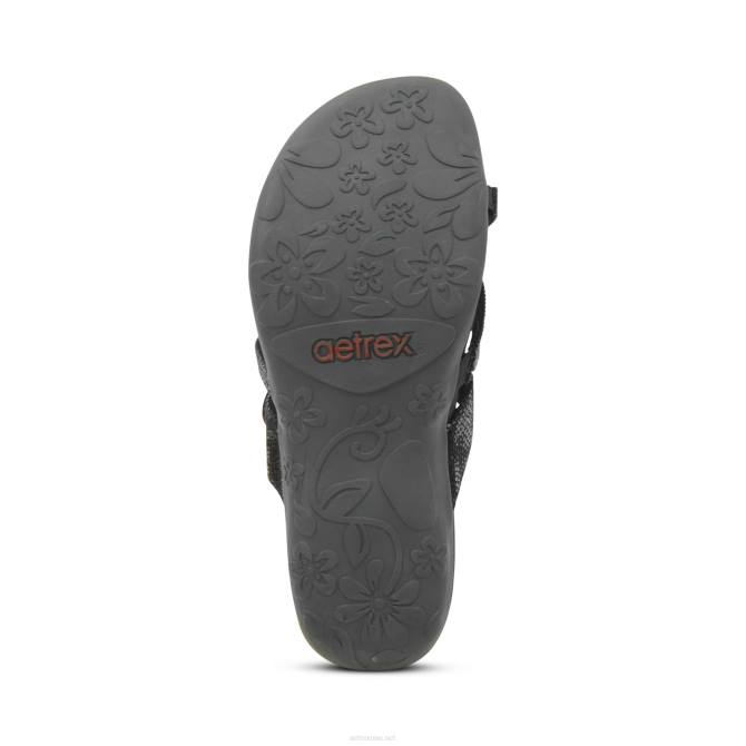 نحيف البريق الأسود Aetrex izzy صندل منزلق قابل للتعديل NJ62109