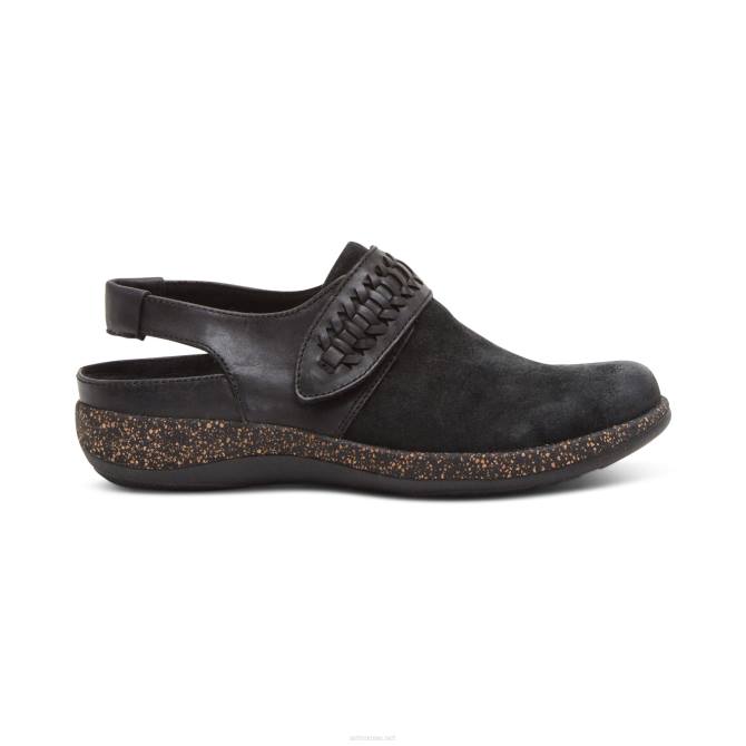نحيف أسود Aetrex leni slingback قبقاب NJ62191