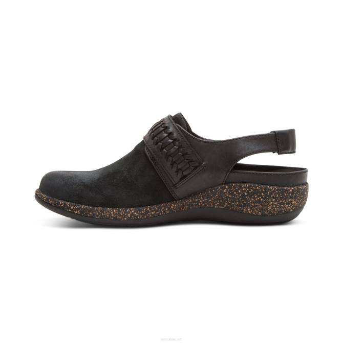 نحيف أسود Aetrex leni slingback قبقاب NJ62191