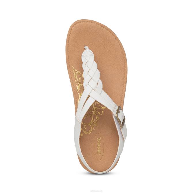 نحيف أبيض Aetrex هاربر قابل للتعديل ثونغ slingback NJ62260